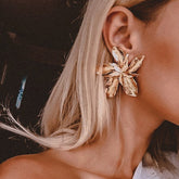 Elegance Gold Big Flower Drop Dangle Earring